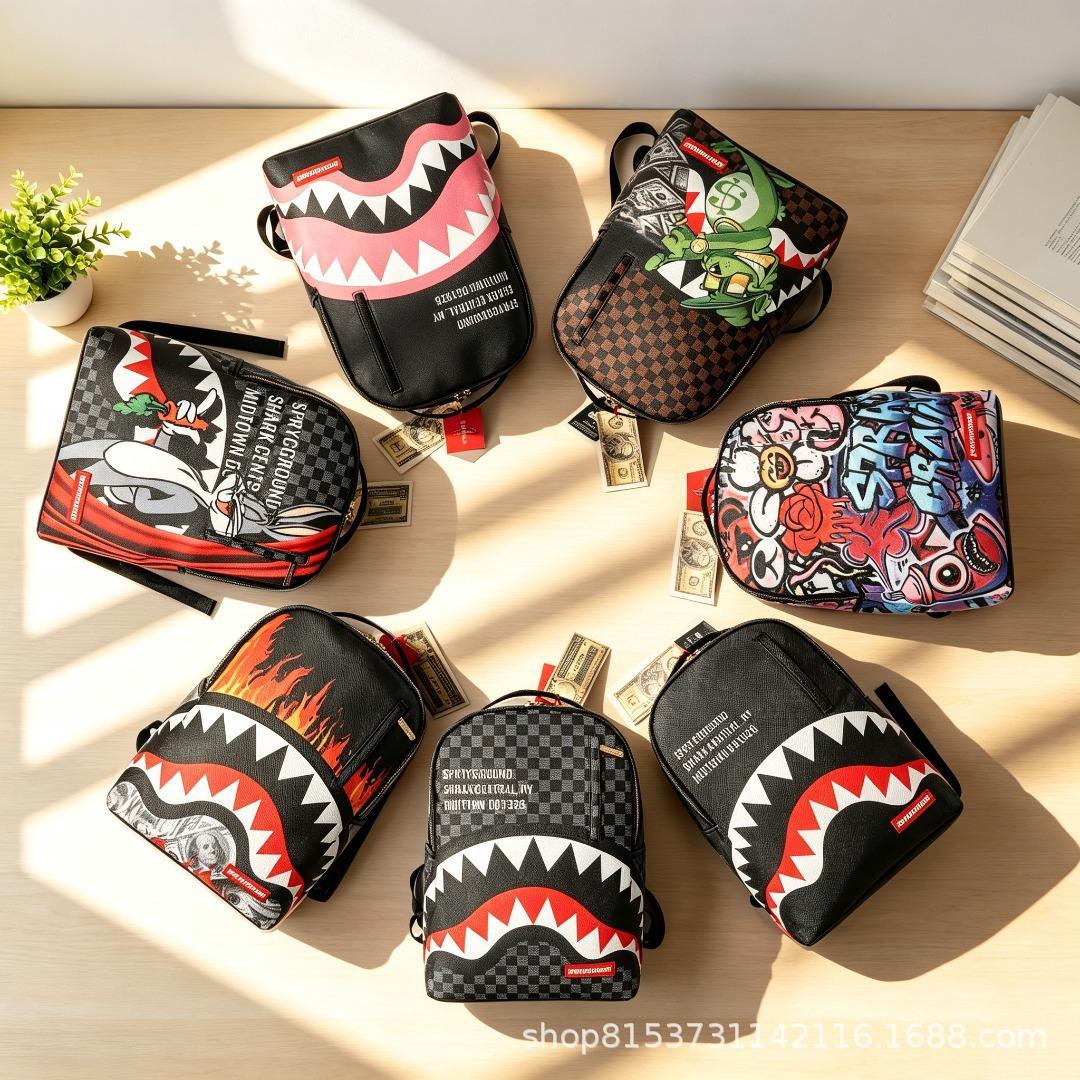Cross-border foreign trade trendy brand Shark GOD backpack is a must-have for casual travel enthusiasts during the back-to-school season, direct from the factory with continuous stock availability