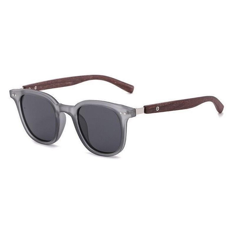 Wood Grain Leg Retro Square Sunglasses for Men and Women, Photochromic Lenses, Uv400 Uv Protection, Fashionable and Versatile