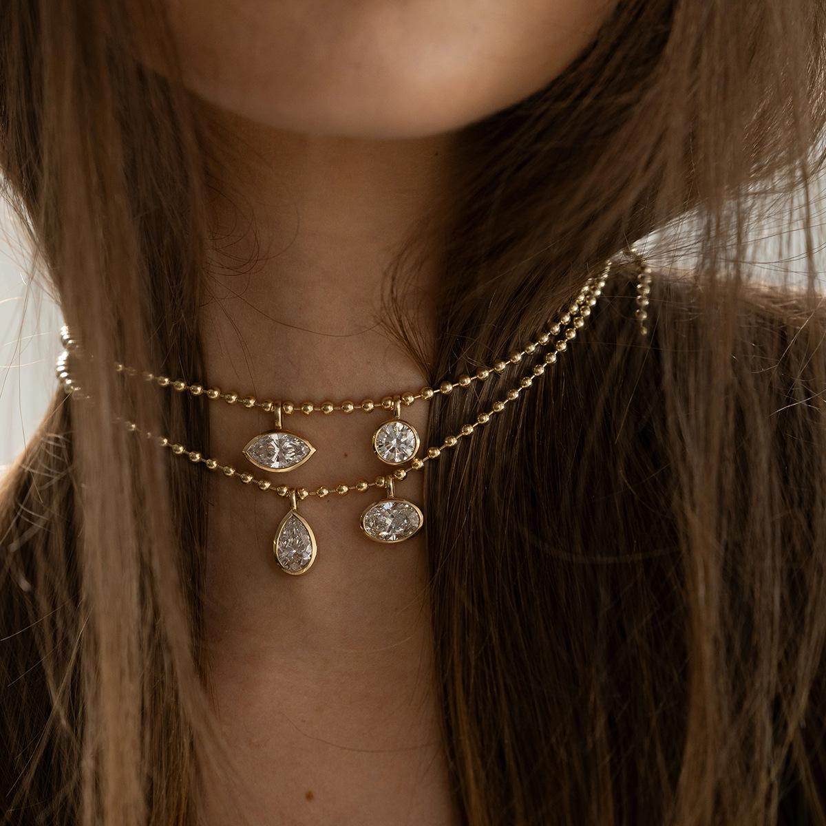 Cross-Border Live Broadcast Light Luxury High-End Large Zircon Geometric Pendant Minimalist Cool Style Versatile Necklace Accessories