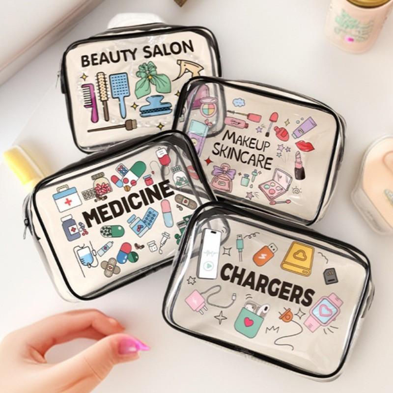 Cosmetic Storage Bag, Travel Storage Bag, Waterproof Makeup Bag, Transparent Makeup Bag, New Printed Pvc Data Cable