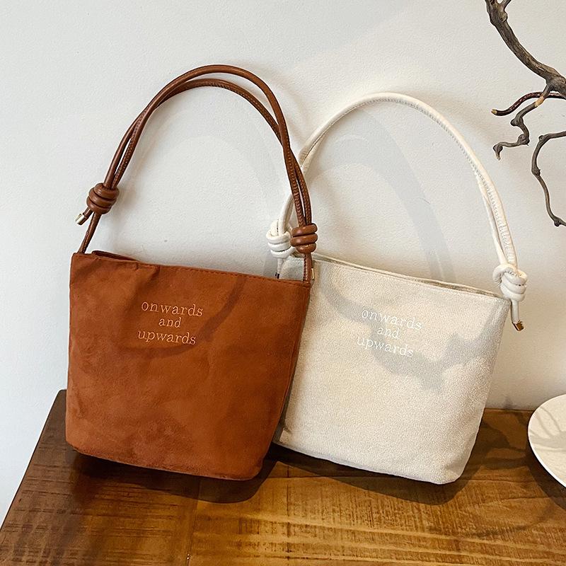 Deerskin Fleece Casual Large Capacity Simple 2024 Winter Fashion Casual Solid Color Trendy Fashionable Tote Bag