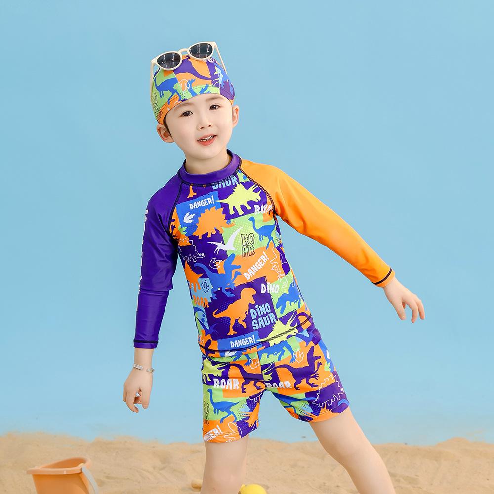 2025 children's swimsuit split male baby long sleeve sunscreen diving suit quick-drying warm hot spring swimsuit a generation of hair