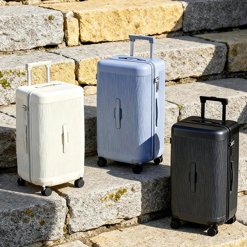 New Ykk Zipper Suitcase, Direct Sales from the Manufacturer, Double-Sealed Lining, Cup Holder, Lightweight Travel Suitcase, 24-Inch Trolley Case