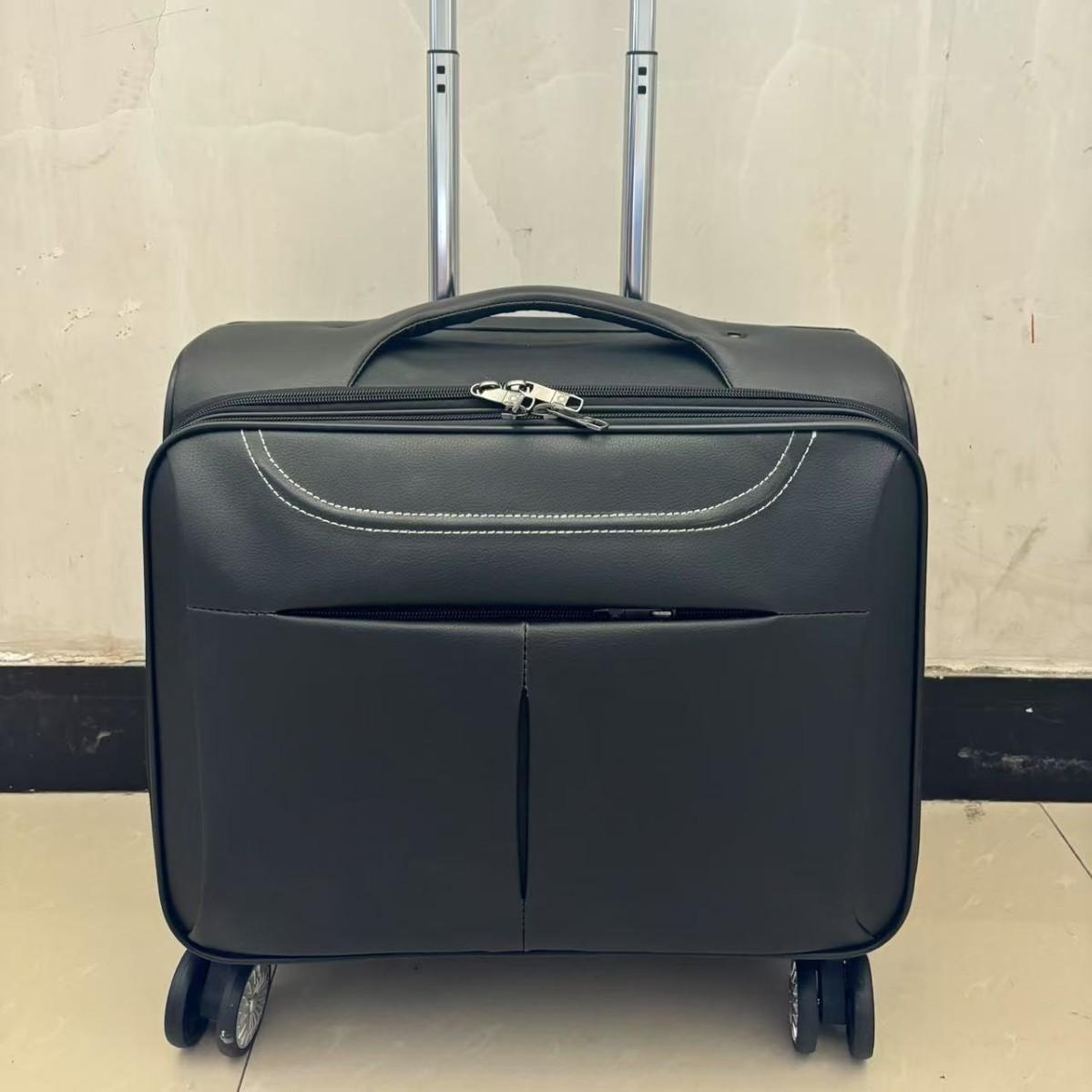 2025 New Model Lychee-Patterned Business Carry-On Suitcase 18inch with Universal Wheels for Boarding