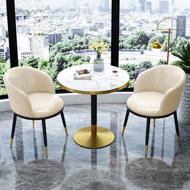 Modern minimalist coffee and milk tea shop tables and chairs, small apartment home use round tables and chairs, Nordic light luxury discussion table and chair set