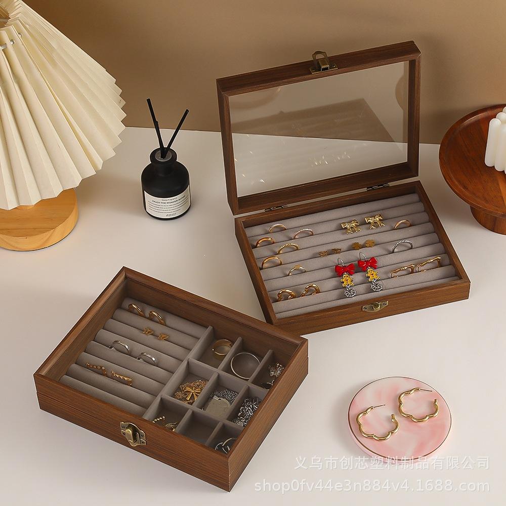 Jewelry Box with Walnut Wood Grain, Bracelet Jewelry Storage Box, Exquisite Solid Wood Jewelry Box