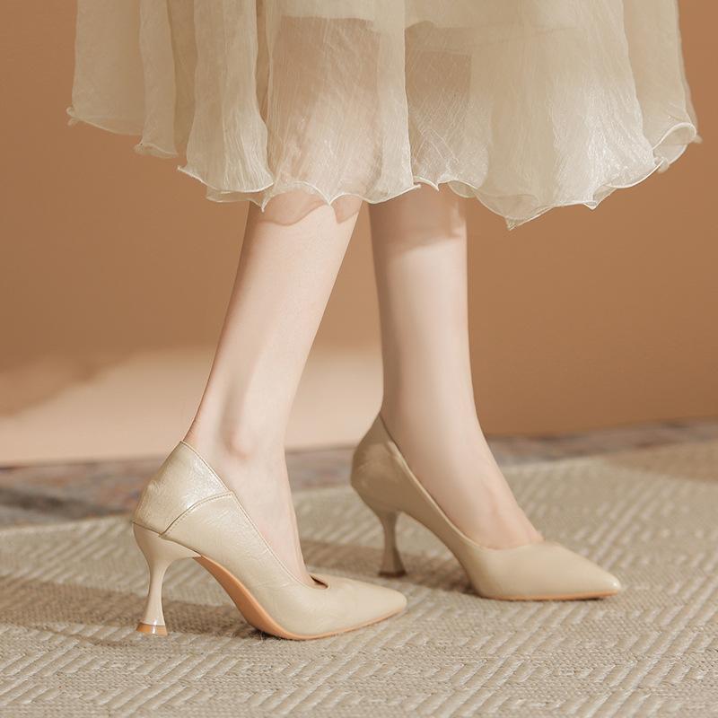 Comfortable Nude High-Heeled Shoes for Women, 2026 Early Spring New Professional Work Shoes, Elegant French Style, Stunning Stiletto Heels