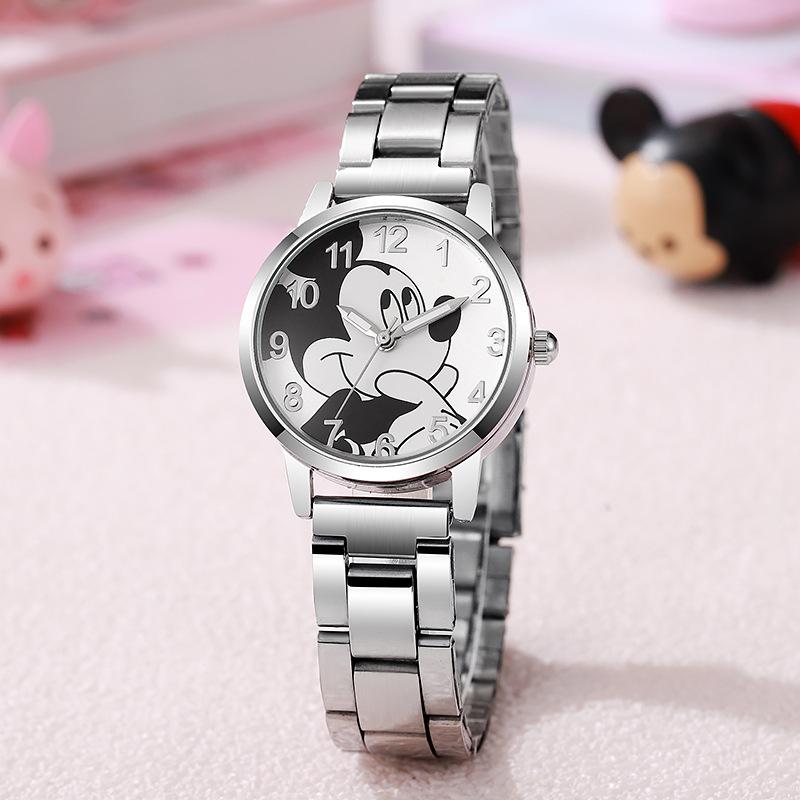 New Mickey Children Cartoon Boys Girls Students Boutique Steel Strap Life Waterproof Mickey Mouse Watch