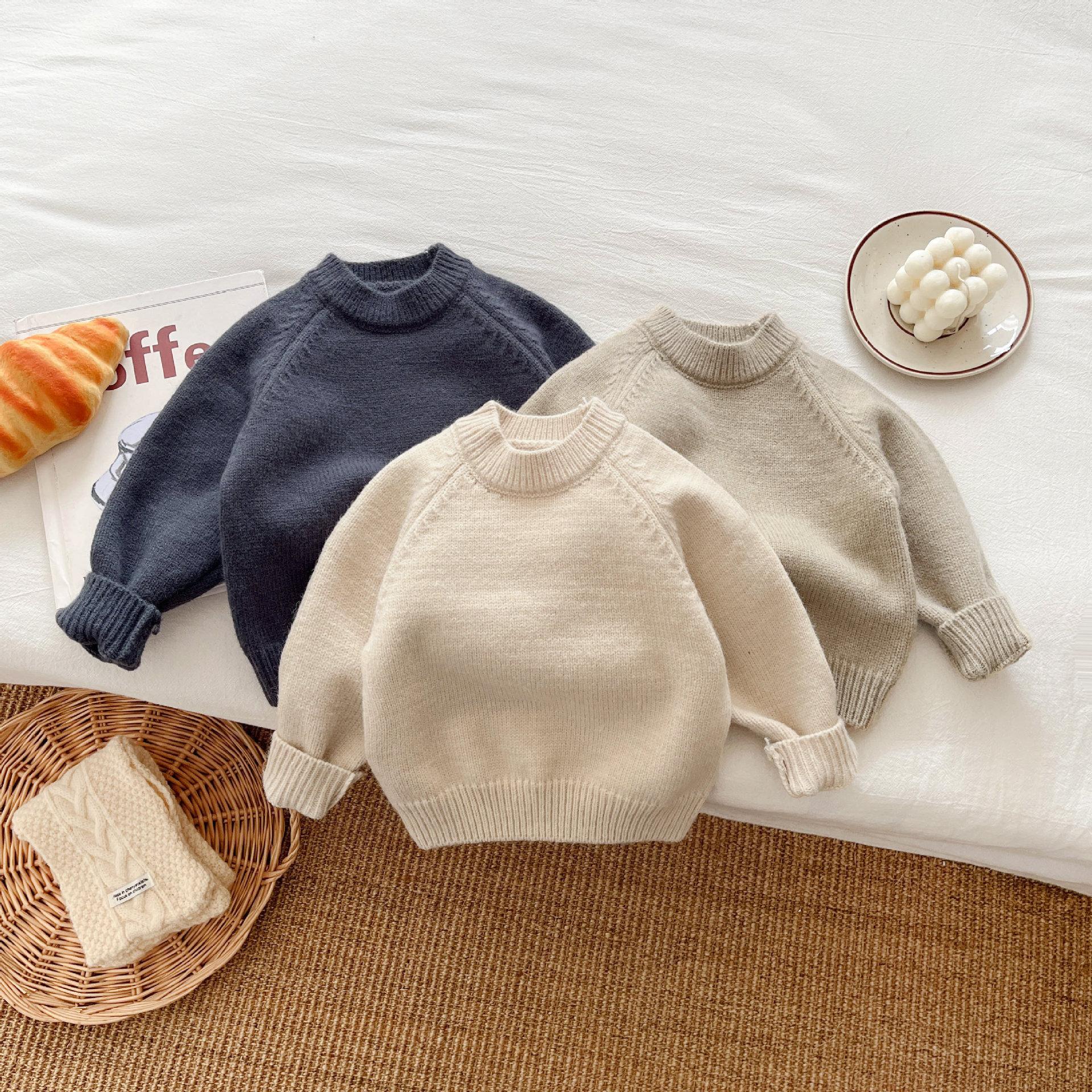 Boy's Boy's Sweater Winter Baby's Children's Knitted Sweater Autumn and Winter Western-style Little Boy's Base All-match Pullover Top