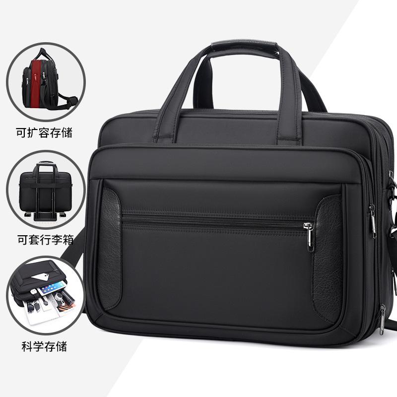 Oxford Cloth Large-Capacity Briefcase Men's Business Portable Laptop Bag Cross-Body Shoulder Bag Expansion Travel Bag