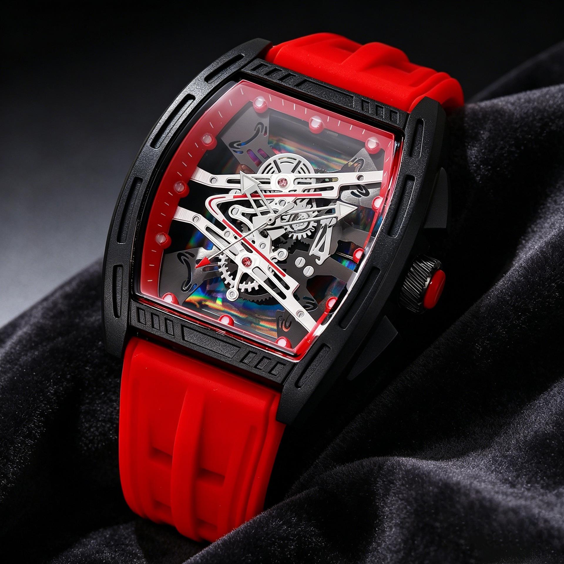 Wine Barrel Richard Hollow Fashion Men's Watch Men's Watch Silicone Strap Wristwatch Quartz Watch Wholesale
