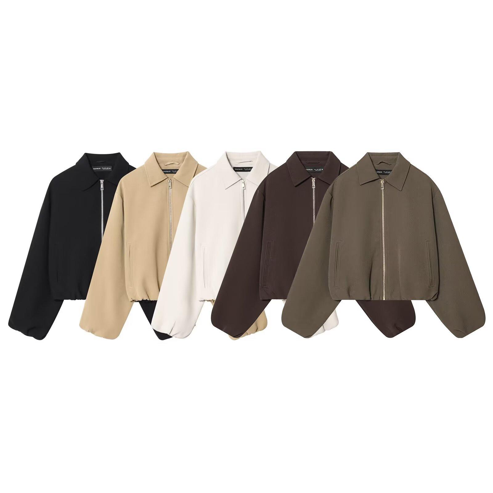 Cross-Border European and American Style 2025 New Wholesale Fashion Elegant Women's Zipper Puffy Jacket Jacket Design Top