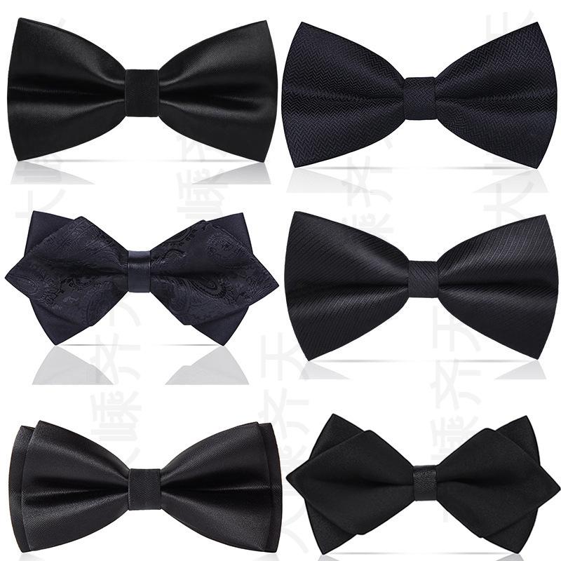 Fashion Men's Black White Tie Dress Business Banquet Groom Wedding Wedding Dress Bow Best Man Fashion