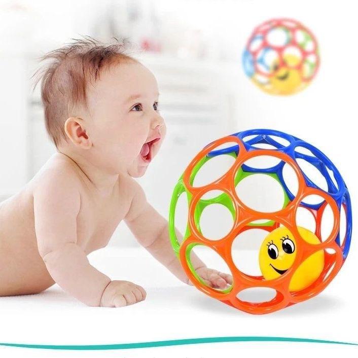 Cross-Border Infant Teether Rattle Hand Grasping Ball Children's Grasping Training Hole Ball Baby Toy Soft Rubber Ball Wholesale