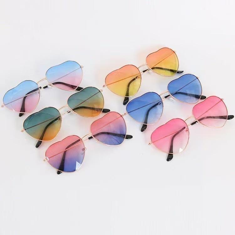 Cross-Border Hot Selling Retro Metal Frame Love Sunglasses Peach Heart Ocean Sunglasses Heart-Shaped Fashion Sunglasses for Women