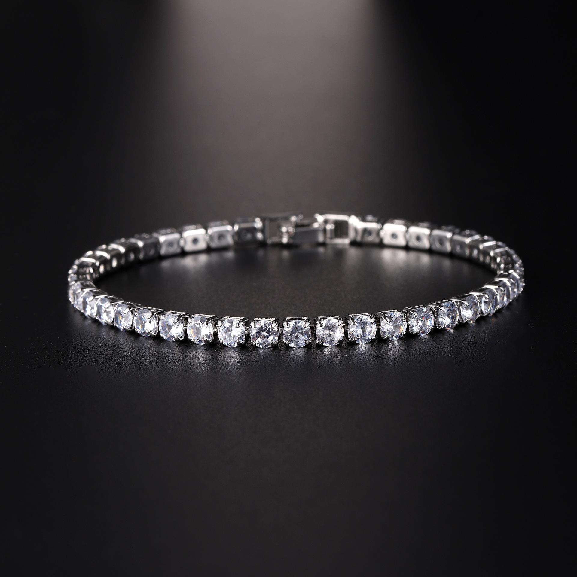 Cross-Border European and American Hip-Hop 4.0 Zircon Bracelet for Men and Women, Amazon Best-Selling Chain, Simple and Fashionable Tennis Bracelet