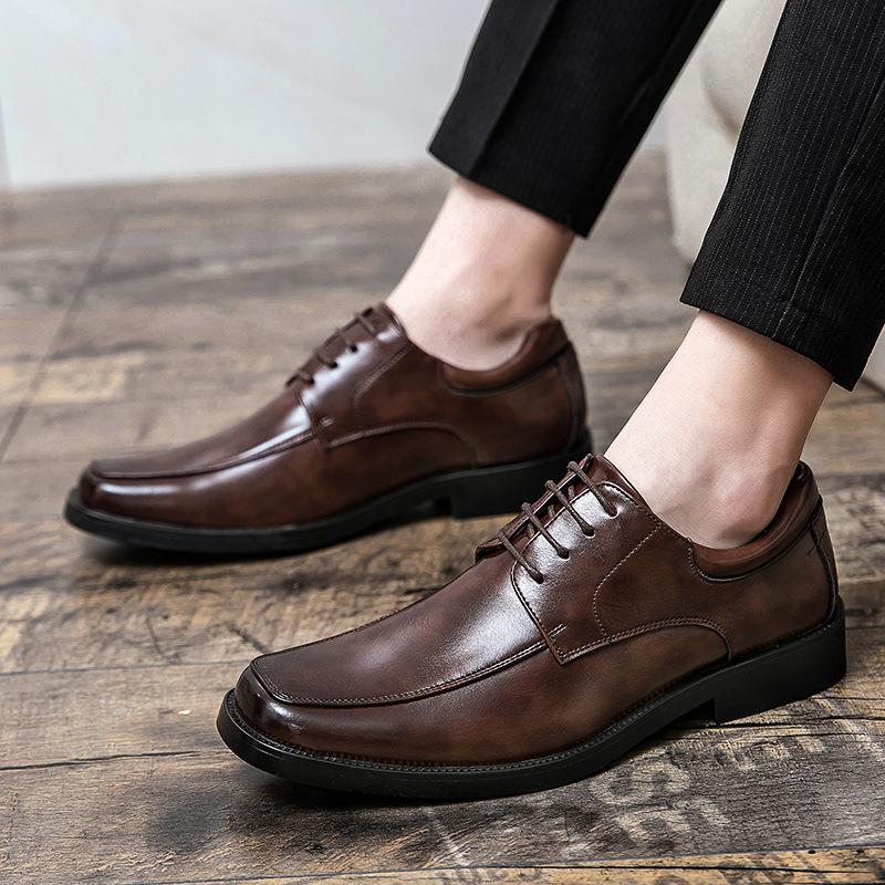 Cross-border square men's leather shoes formal personality plus size 45 business formal 46 high-end 47 suit 48 wedding shoes