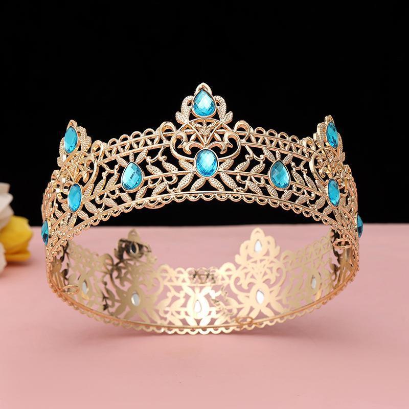 Retro Round Crown Men's Crown Tiara Accessories King Performance Clothing Export Cross-Border Universal Girl Bride Crown