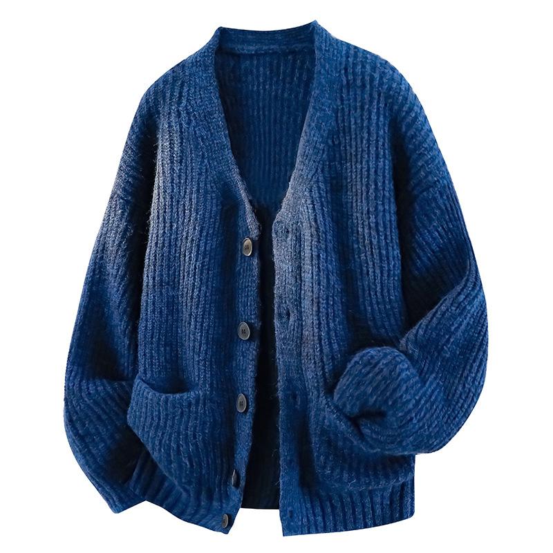Oversize Lazy and Relaxed Large Size Knitwear Jacket Men's Autum Popular Knitwear Half Cardigan Top Jacket