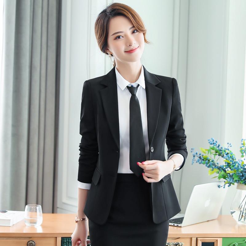 Suit suit Women's Spring and Autumn Long-sleeved Women's Black Suit Jacket Slim-fit Dress Work Clothes for College Students for Career Interview