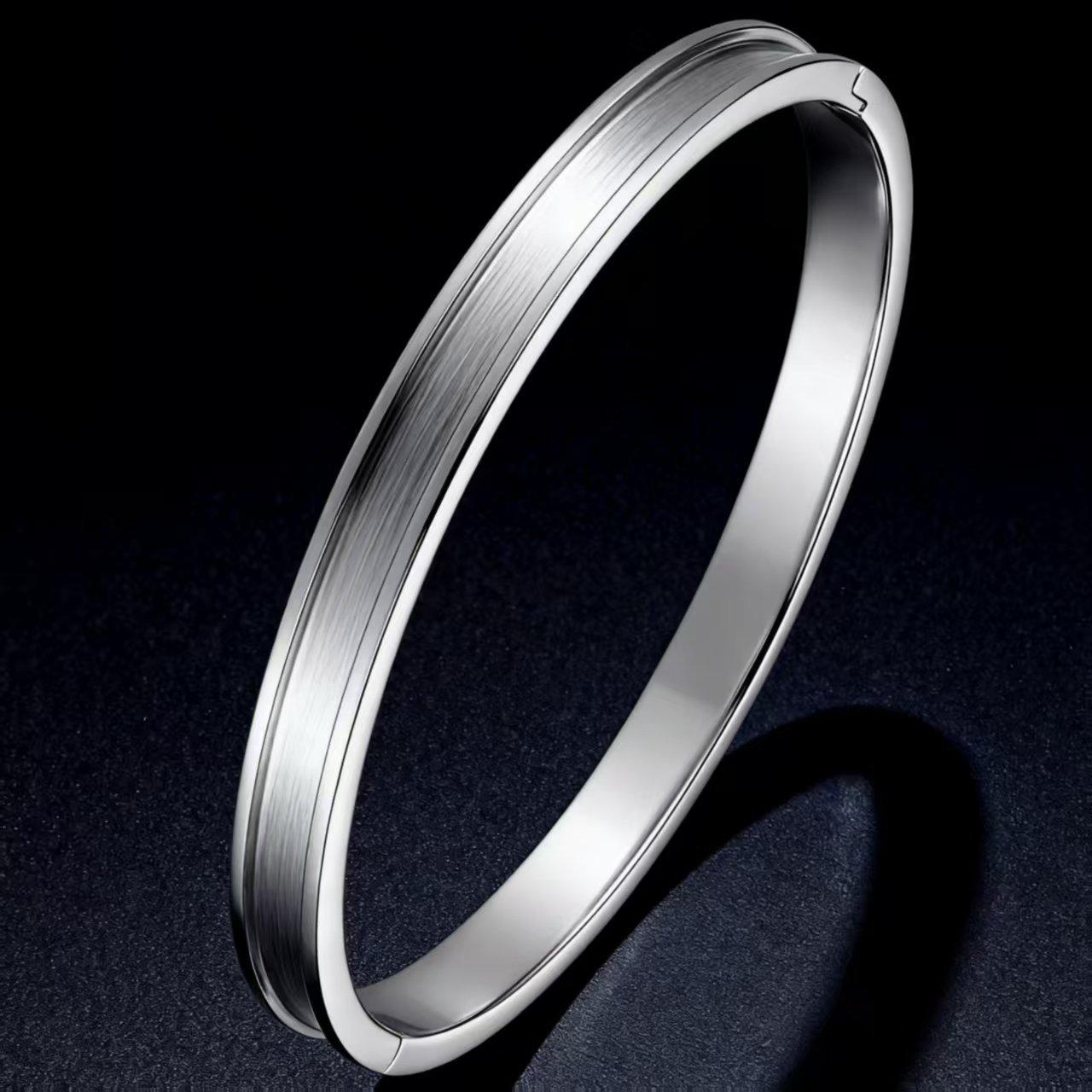 4/6mm In-Stock Snap-On Bracelet, Cross-Border Hot-Selling Stainless Steel Smooth Bracelet, Personalized Fashion Titanium Steel Bracelet for Women, Factory Wholesale