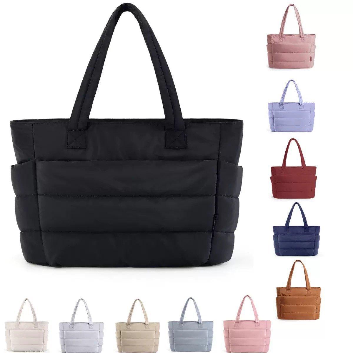 Amazon Large Capacity Women's Handbag High-End Lightweight Cotton down Tote Bag Yoga Fitness Travel Bag