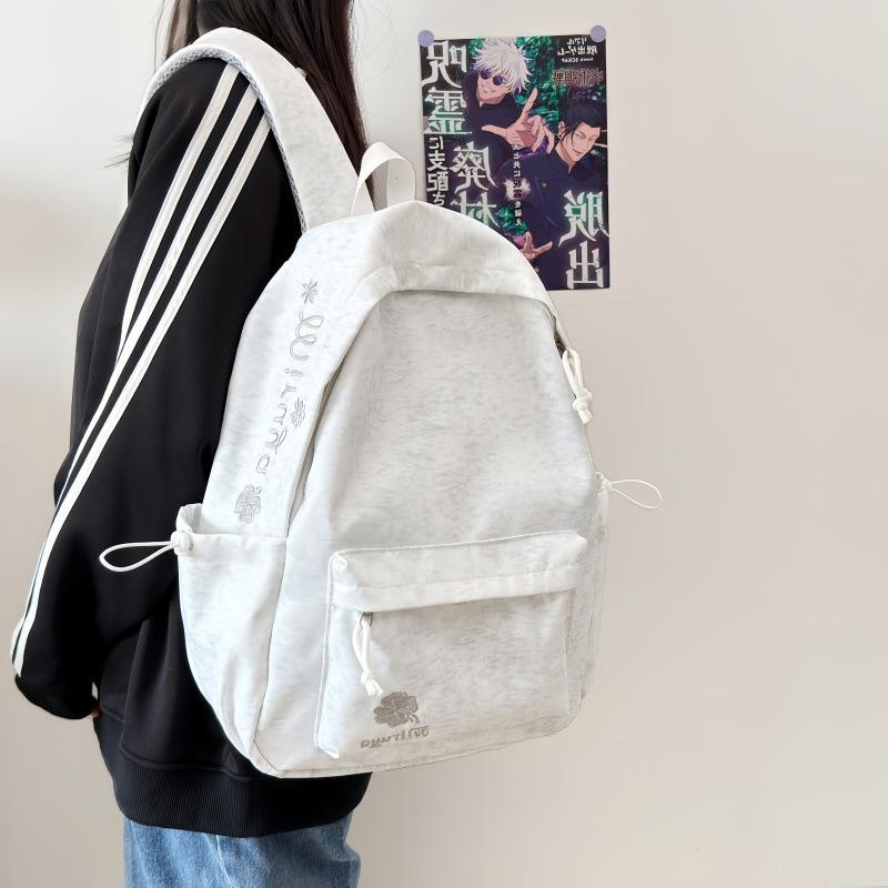Student Schoolbag Korean Style Solid Color Letter Embroidery Large Capacity Backpack Campus Class Outdoor Travel Backpack Cross-Border