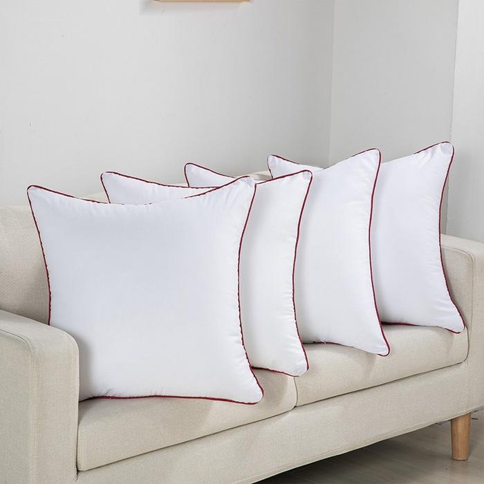 Star Hotel Feather Silk Cotton Pillow Core with Brushed Fabric Cover, 50X50 Cushion Inner Core, High Elasticity and Comfort Pillow