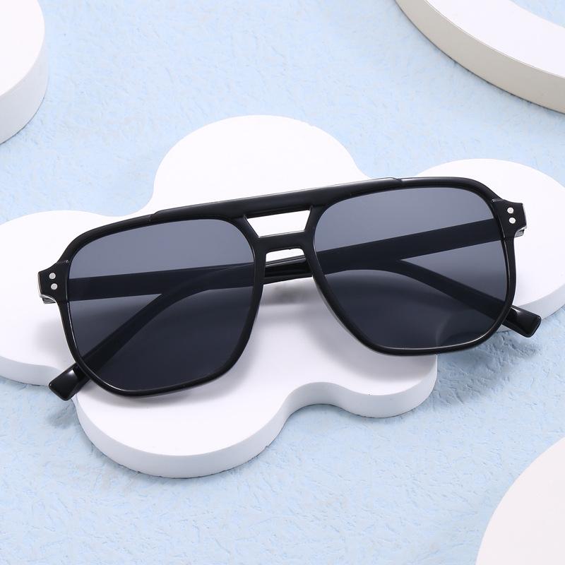 Cross-border Fashion double beam sunglasses wholesale men's and women's same gradient color large frame slimming sun protection sunglasses in stock
