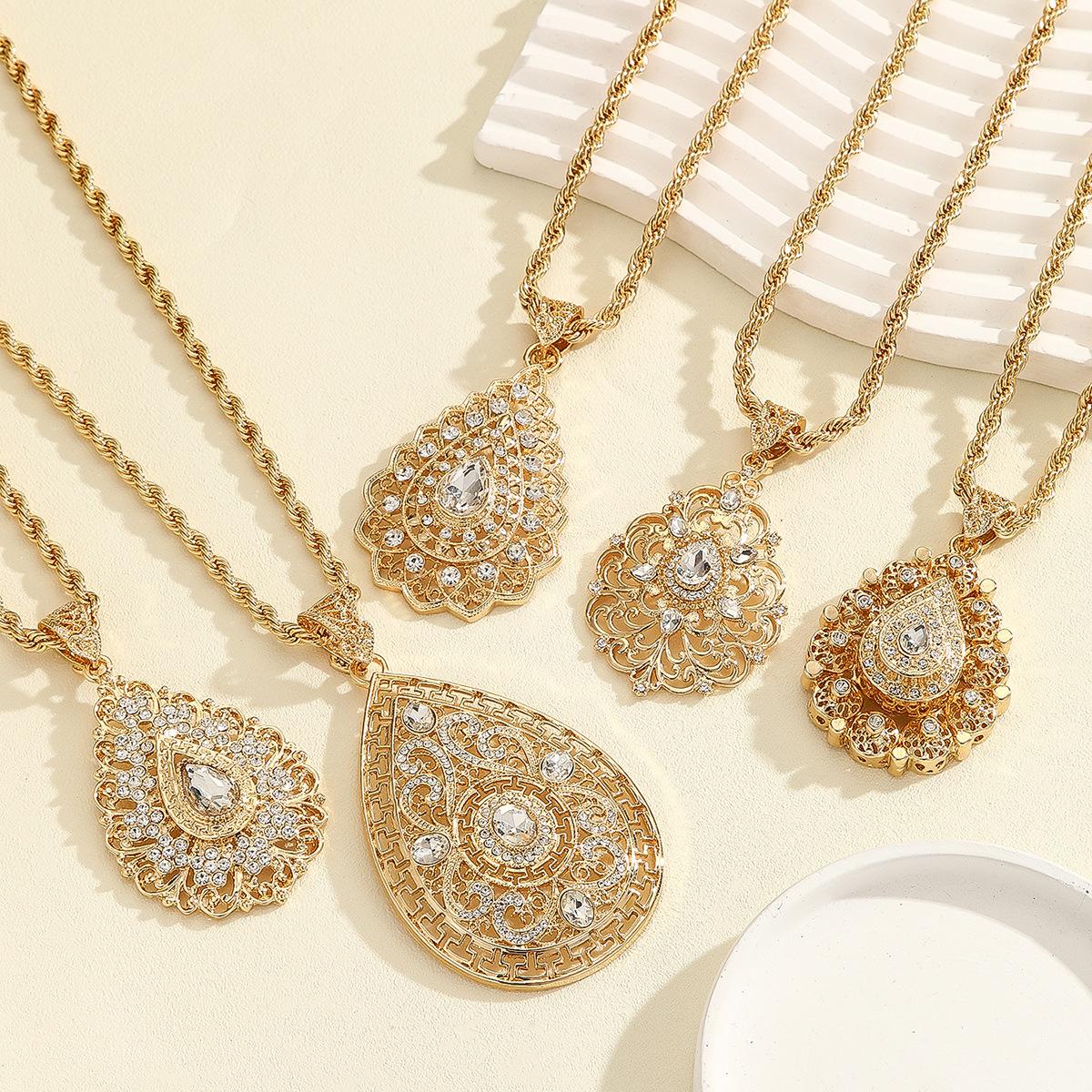 Moroccan Bridal Accessories Hollow-Out Rhinestone Necklace Wedding Decoration Middle Eastern Jewelry