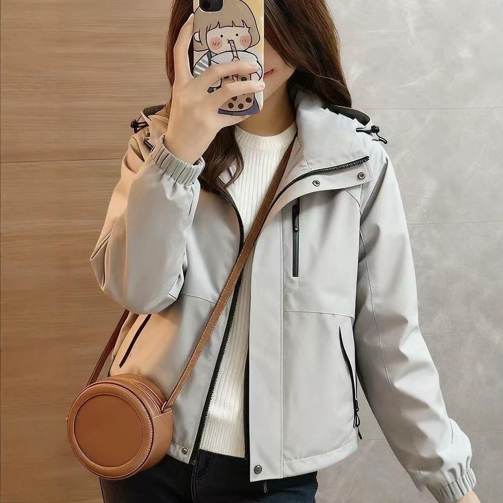 Autumn Hooded Windbreaker for Women, Plus-Size Windproof and Rainproof, Trendy Loose-Fitting Korean-Style Jacket Sweatshirt, In-Stock Source