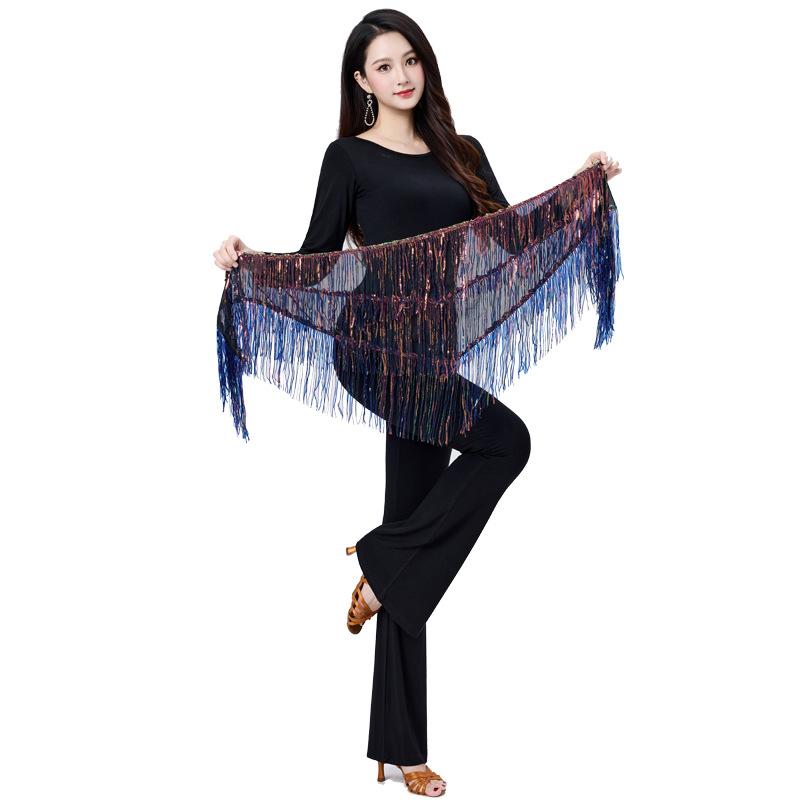 Cross-Border Belly Dance Waist Chain Hip Scarf Sequin Tassel Indian Dance Waist Scarf Dance Performance Practice Waist Chain Women's Performance Clothing