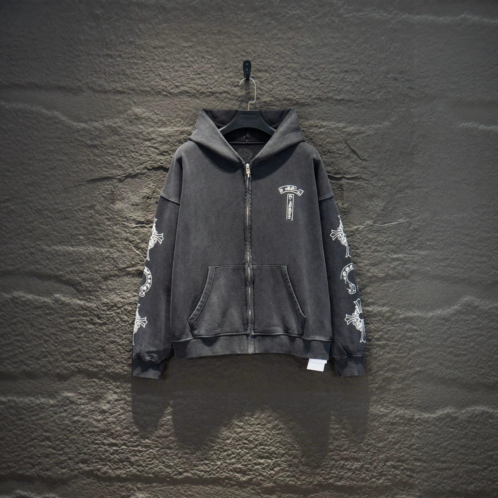 Ceiling CH+ Autumn/Winter Best-Seller Wholesale Prince Series Distressed Zipper Hoodie for Men and Women, available for single purchase