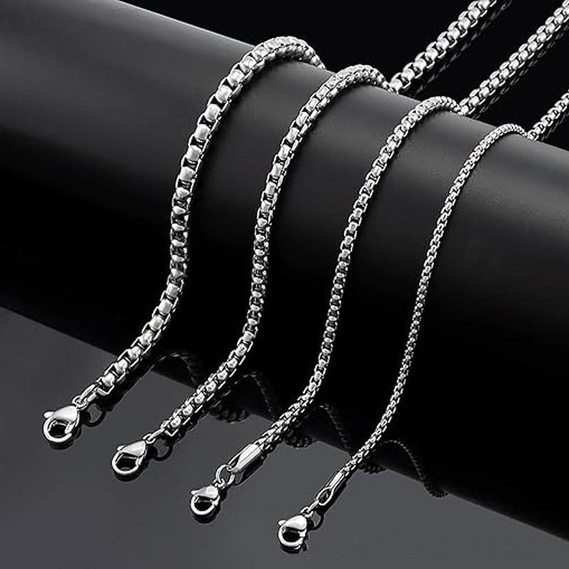 Stainless Steel Square Pearl Chain Necklace with Chain, Popular in Europe and America, DIY Jewelry Accessories, Chain, Clavicle Chain, Neck Chain Accessories