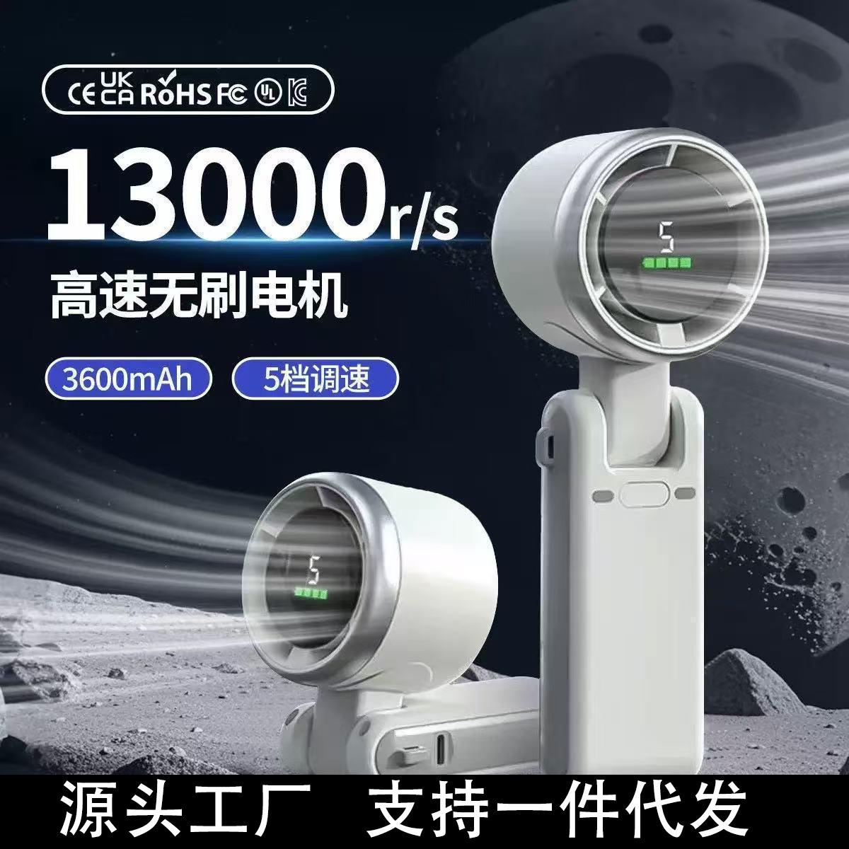 [Tiktok Hot Item] N607 High-Speed Turbo Fan with Digital Display, Mini Portable Neck-Hanging Foldable Fan