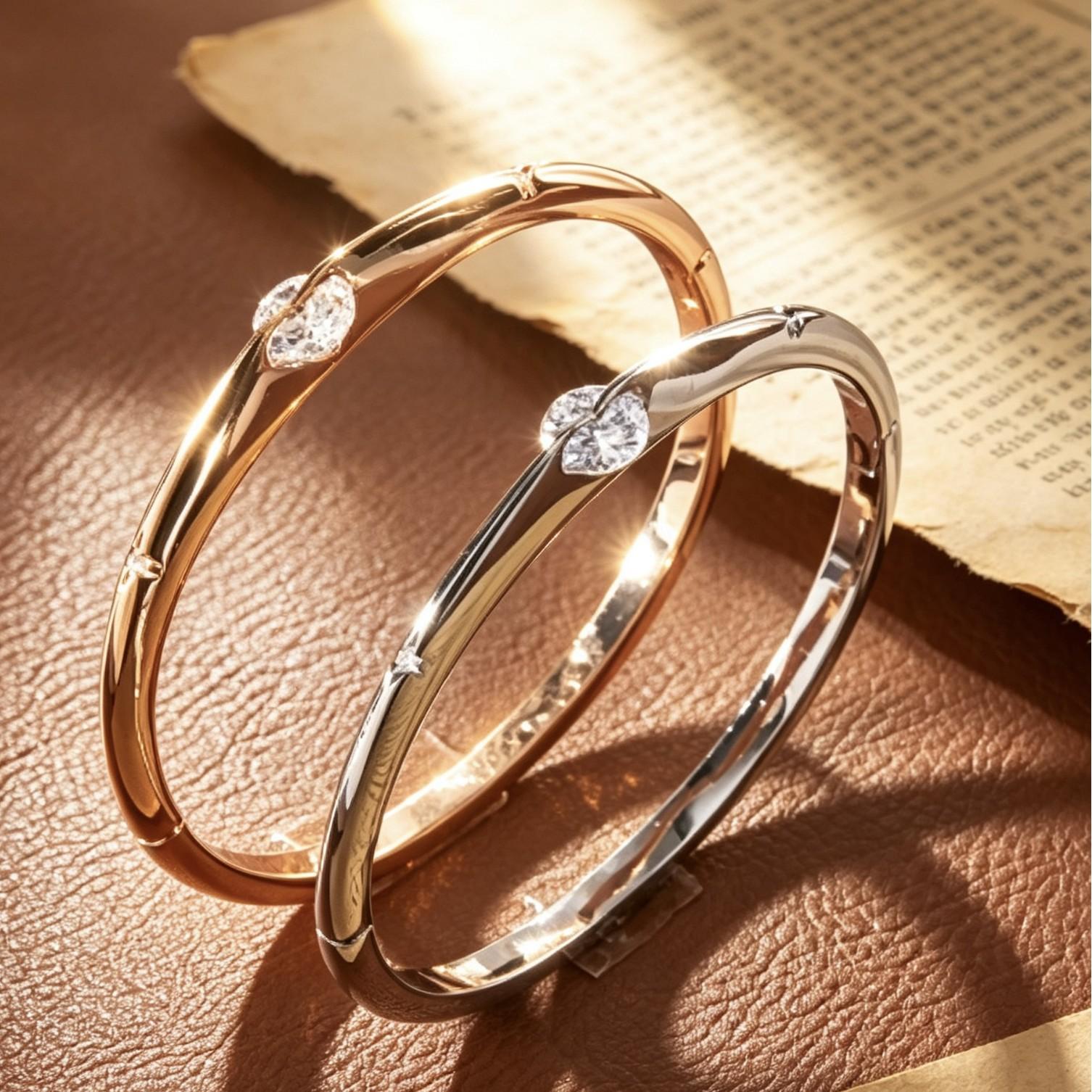 Simple Heart-Shaped Zircon Inlaid Closed Ring Rotatable Zircon Bracelet, Light Luxury Thin Band Bracelet, Niche Style Women's Jewelry Wholesale