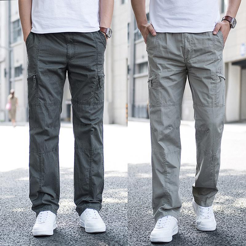 Overalls men's spring straight loose plus size sports fat wear-resistant work casual outdoor men's pants
