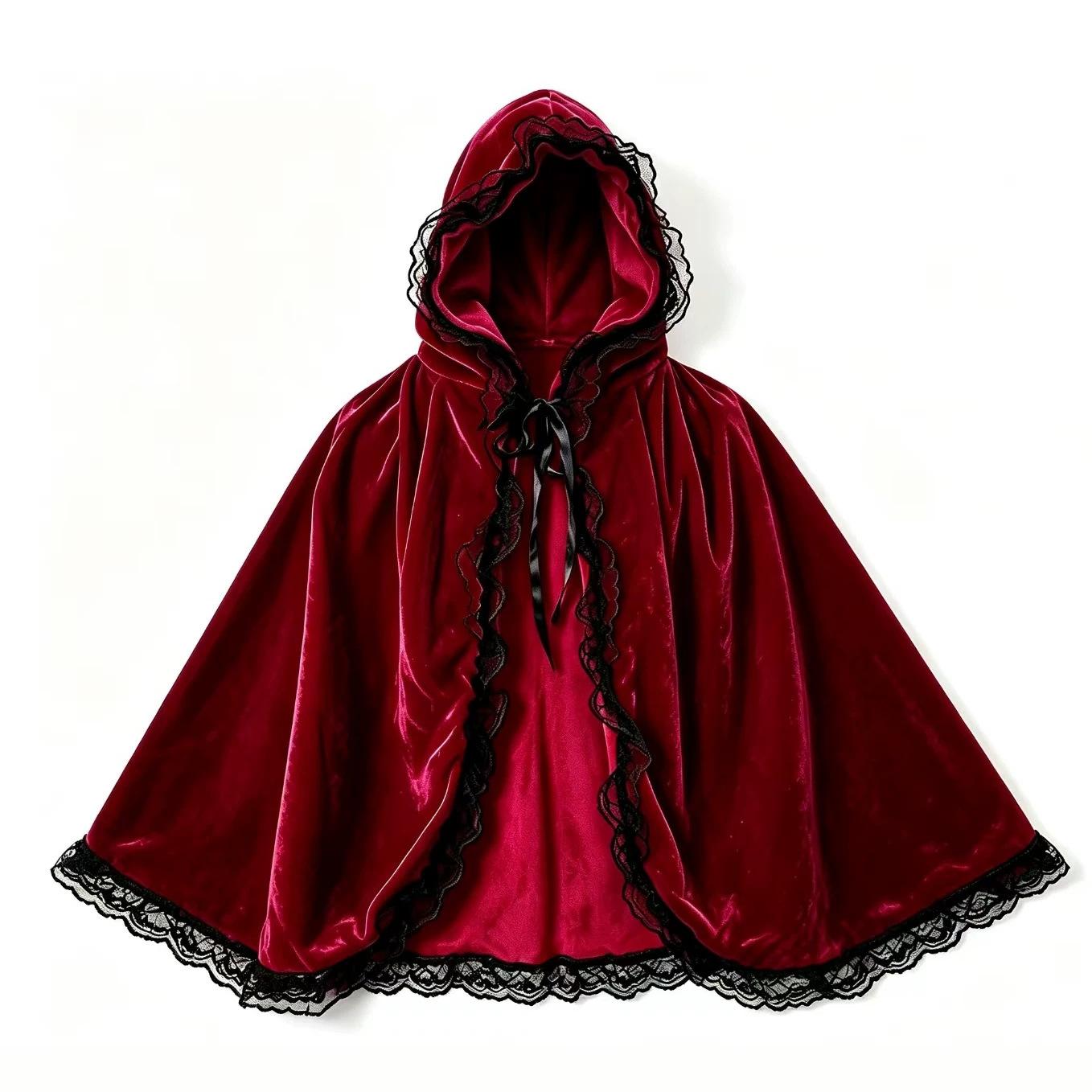 Halloween cosplay cape, dark style cloak, European and American anime role-playing Little Red Riding Hood Christmas hooded cape
