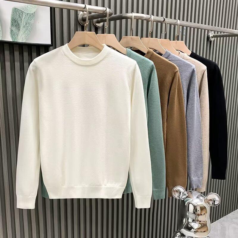 Round Neck Knitwear Men's Autum New Pure Color Casual Bottoming Knitwear Japanese Style Trbottomyy Simple and Handsome Pullover Knitwear