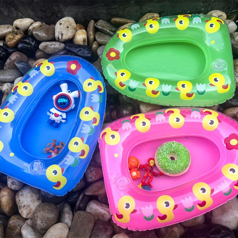 New baby bath toy inflatable kayak children PVC boat mini swimming ring wholesale