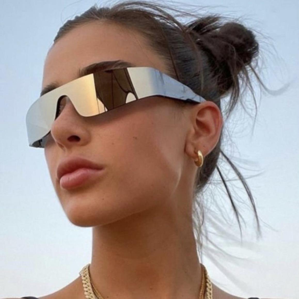 Frameless Sunglasses for Women, One-Piece Tile-Style Punk Sports Sunglasses, Men's Sunglasses, Colorful Fashion Glasses