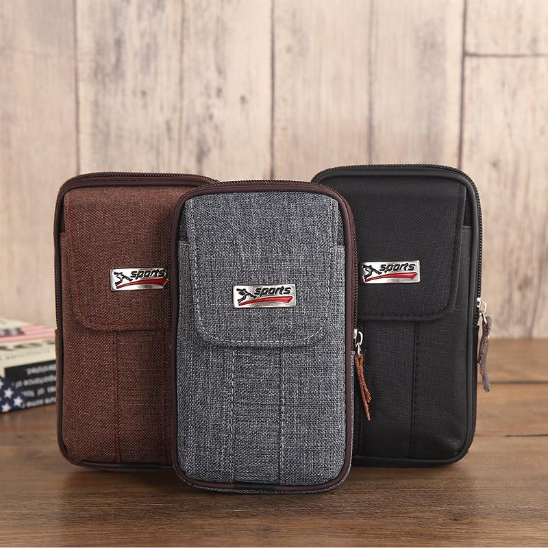 New Mobile Phone Bag, Waist Bag, Men's Canvas Mobile Phone Case, Men's Belt Bag, Belt Button, Work Site Mobile Phone Bag