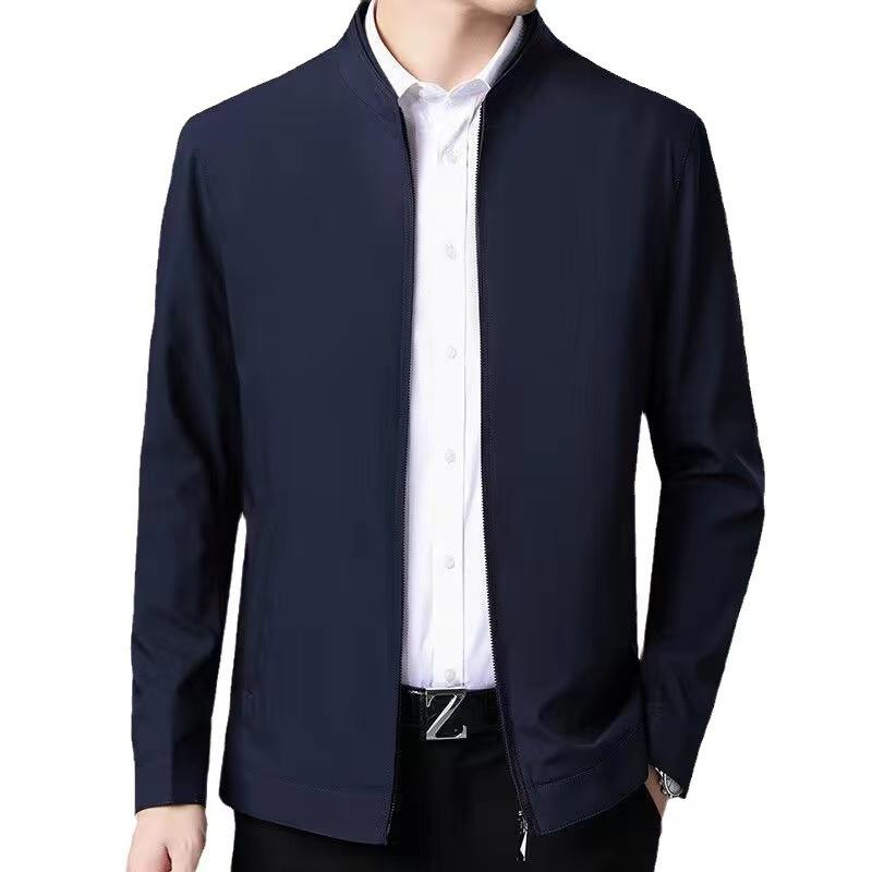 High-End Jacket Men's Counter Genuine Middle-Aged Cadre Casual Jacket Spring & Fall Dad Wear Lapel High-End Jacket Thin Section