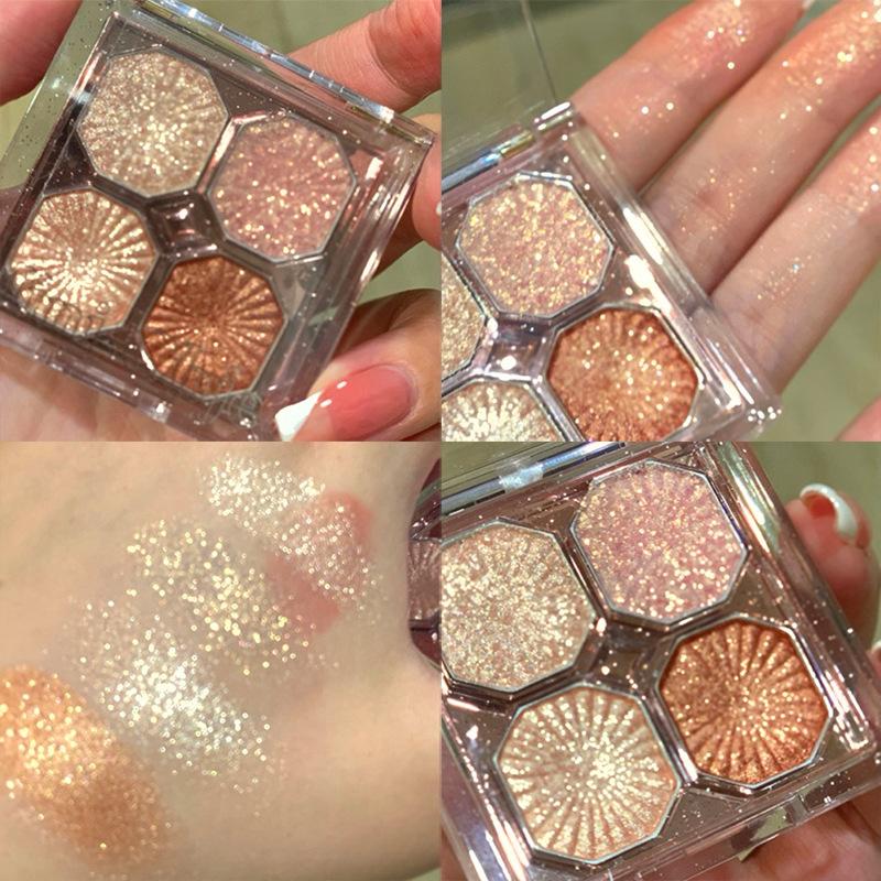 DIKALU Brilliant Gem Four-color Eyeshadow Pearlescent Matte Easy to Take off Makeup Daily Shiny Shiny Eyeshadow Plate