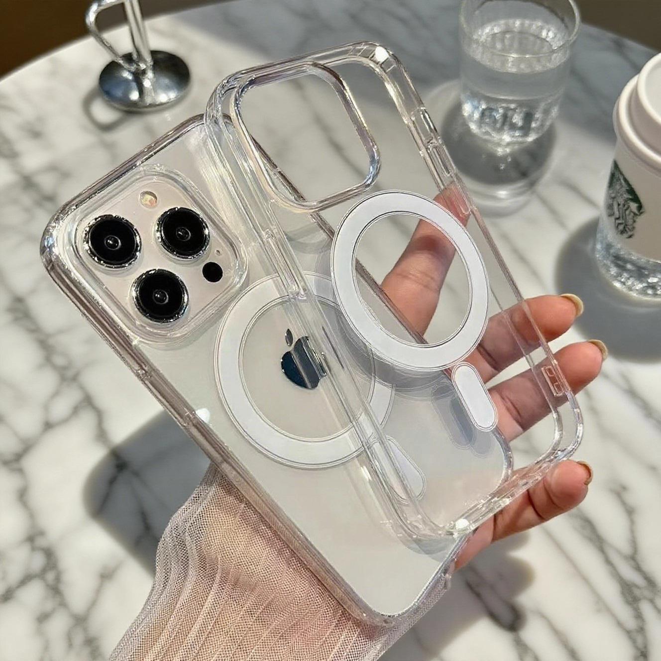 Transparent Magnetic Phone Case Suitable for Iphone18Pro Acrylic Magsafe Large Hole Iphone17Pm Phone Case