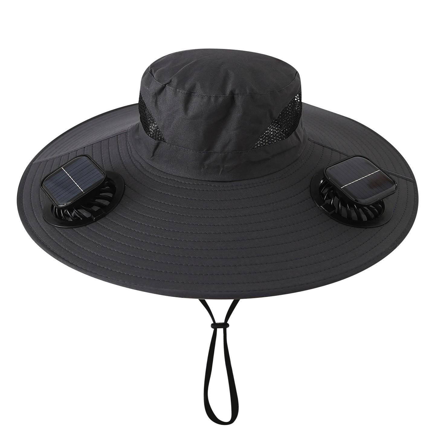 Solar-powered fan sun hat for men, summer outdoor fishing sun protection wide-brimmed fisherman hat, quick-dry camouflage breathable hat