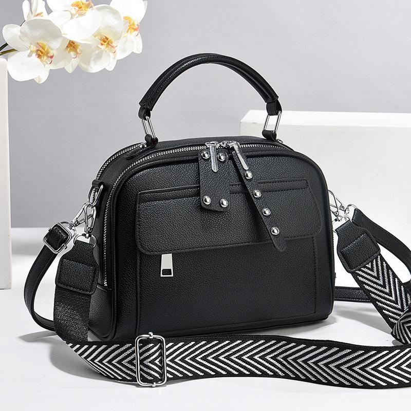 Foreign Trade New Fashionable Small Satchel Simple All-match Textive Shoulder Bag Crossbody Women's Bag Large Capacity Trendy Women's Bag