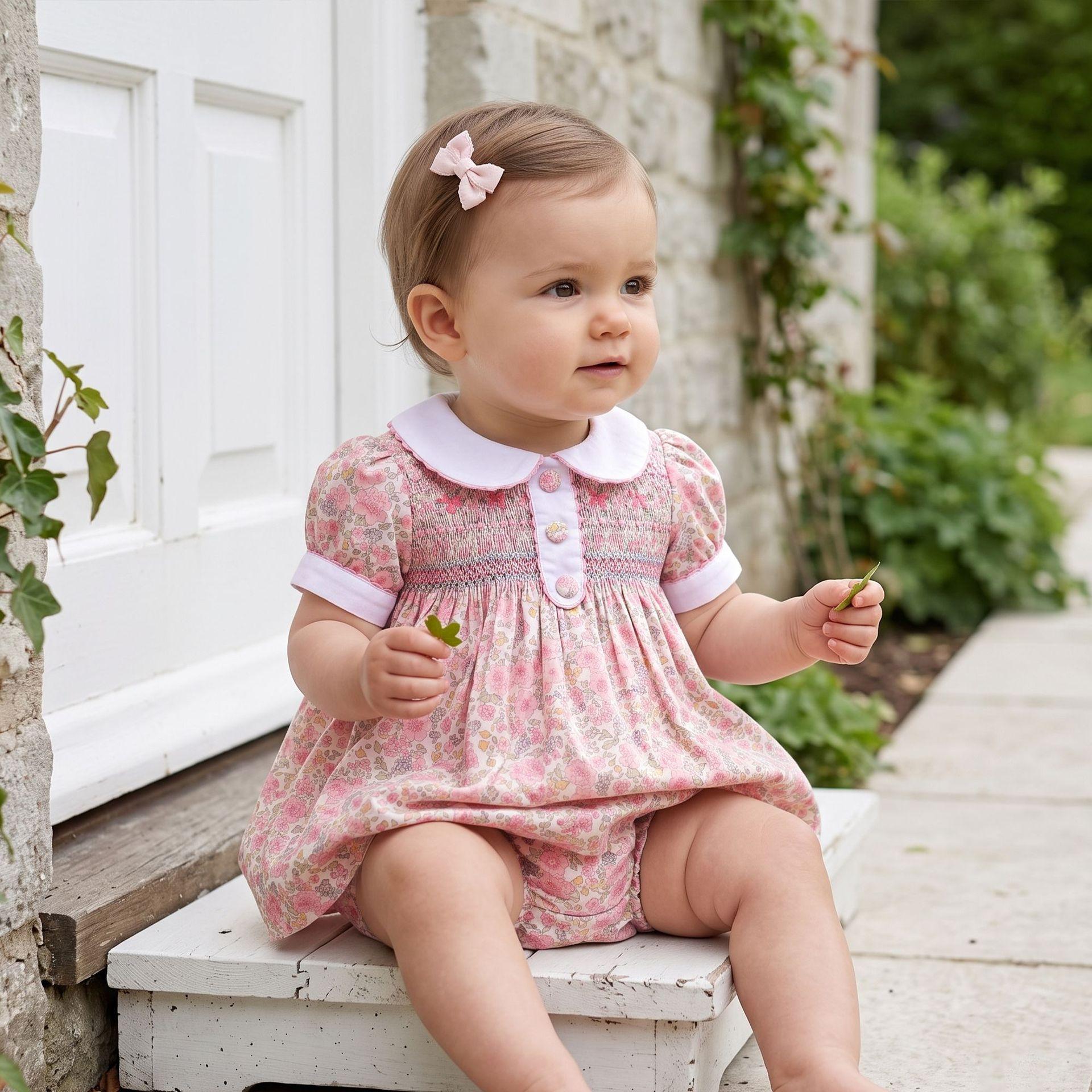 European and American cross-border handmade baby dresses, girls' floral dresses, cotton outfits, one-year-old birthday party dresses, wholesale supply