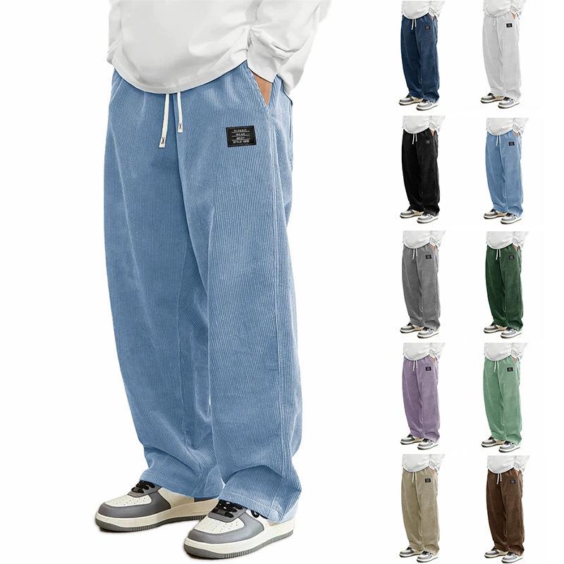 Men's Autumn Casual Pants 2026 New Style Trendy Versatile Loose Comfortable Logo Corduroy Casual Pants