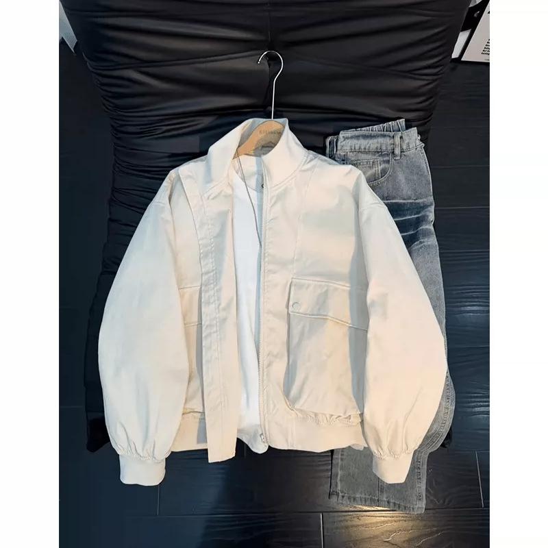 Men's large-pocket workwear flight jacket, suitable for spring and autumn, American-style, clean fit, stylish, casual, and loose-fitting outerwear